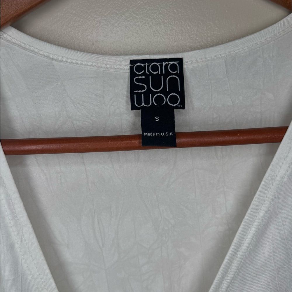 Clara sunwoo CRUSHED SILK KNIT - LONG SLEEVE SIDE GATHERED DRAPE TUNIC 393 - Picture 2 of 4